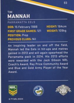 2014 ESP Traders #93 Tim Mannah Back